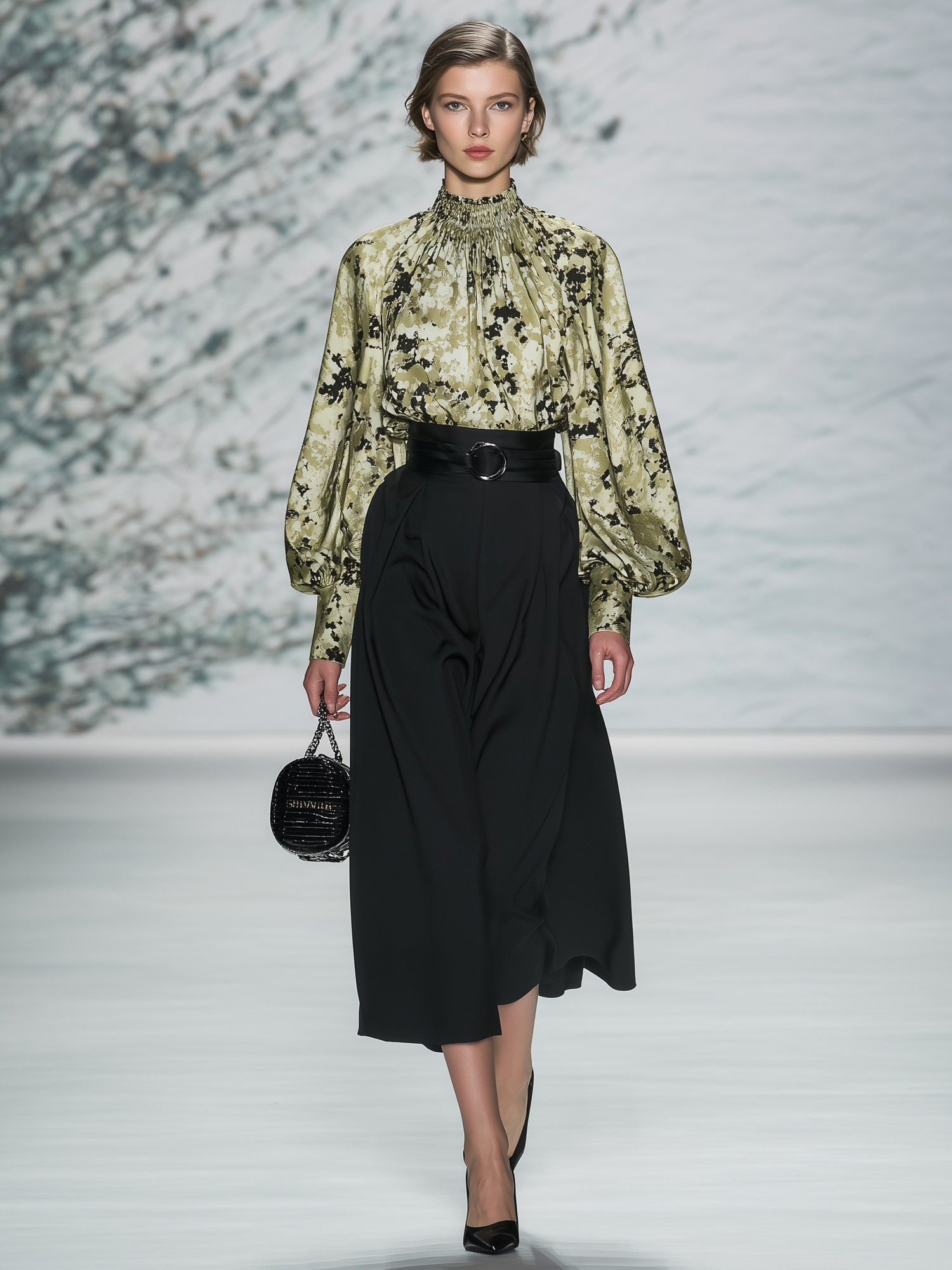 High-waisted Black Midi Skirt