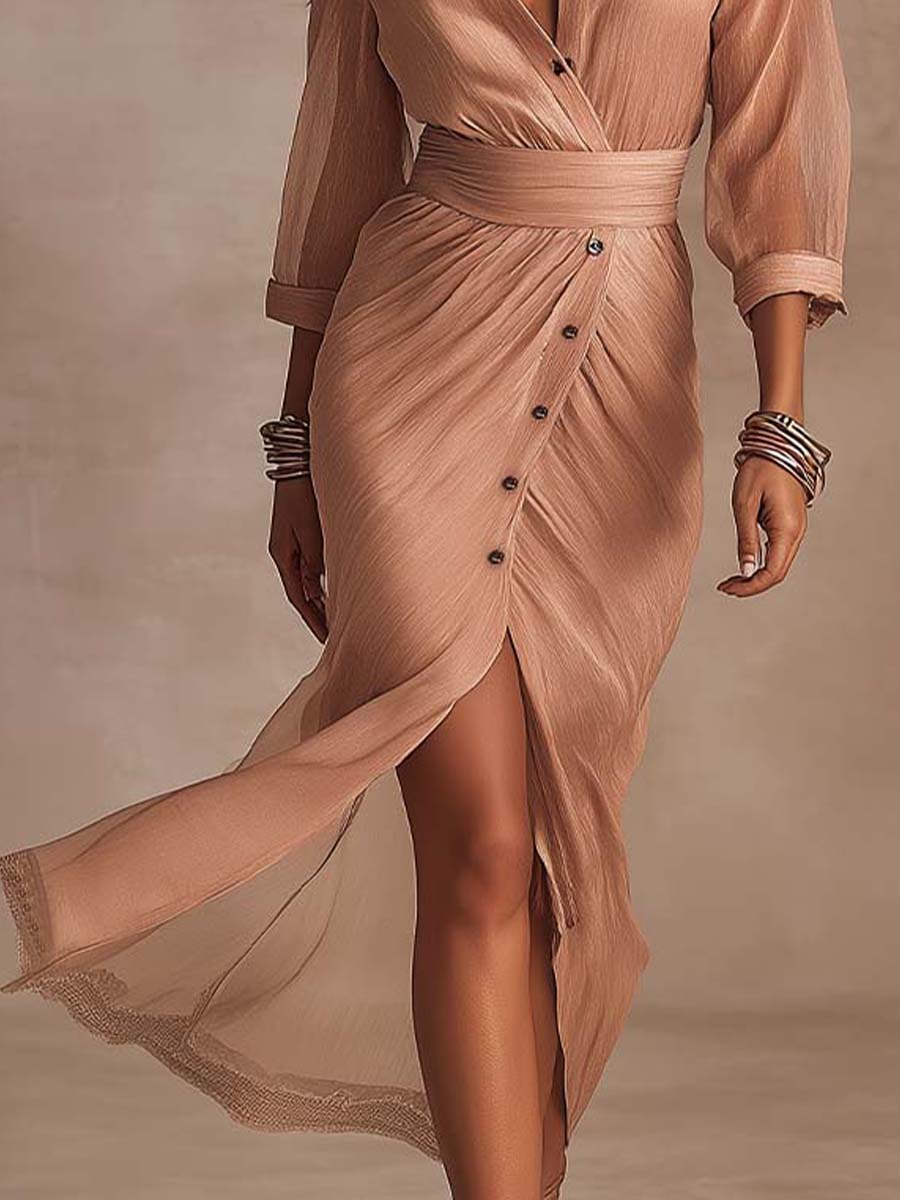 Back view showing midi length and relaxed fit